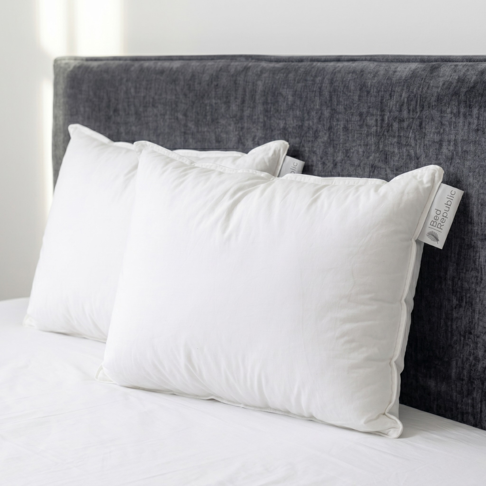 Oreiller hybride premium duvet naturel et nanofibres - Enveloppe 100% coton percale