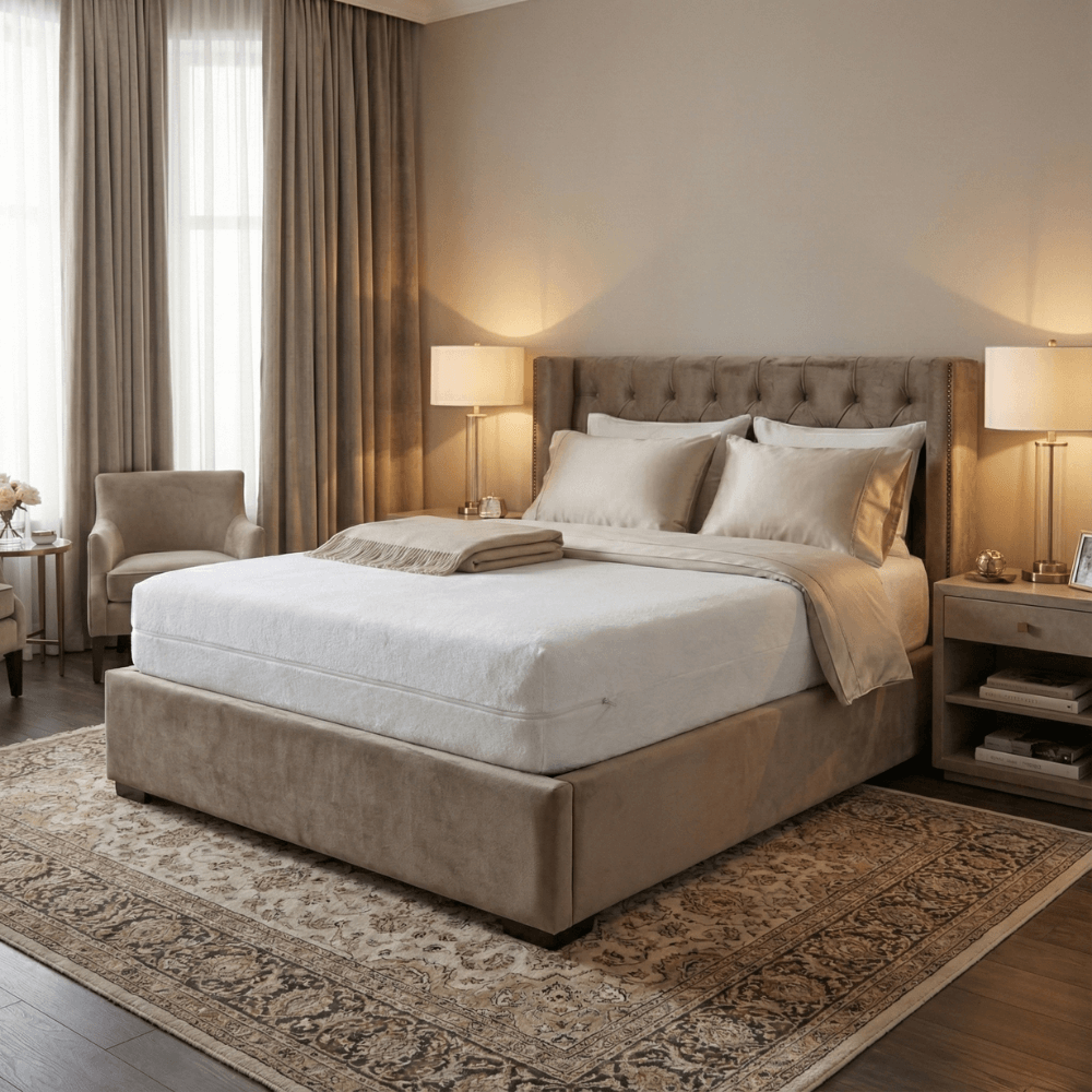 Housse de matelas intégrale zippée avec tissu bouclette 100% coton - BASIQUE