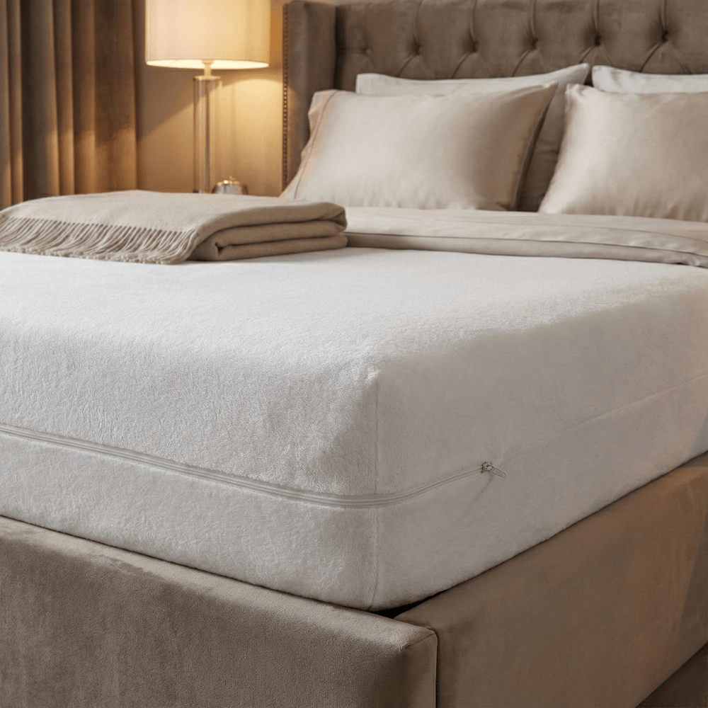Housse de matelas intégrale zippée avec tissu bouclette 100% coton - BASIQUE