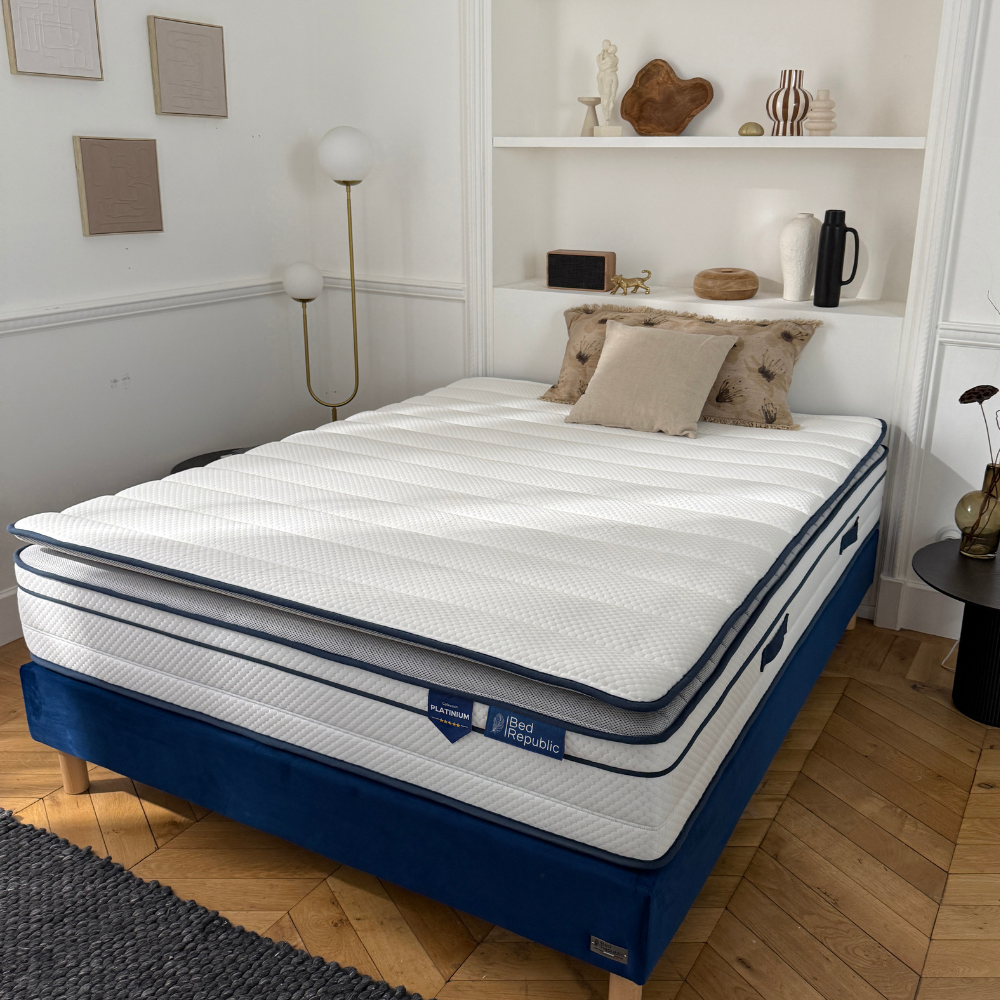 Matelas ressorts ensachés et mousse mémoire de forme HD avec surmatelas intégré - BED PLATINIUM PLUS 30 cm