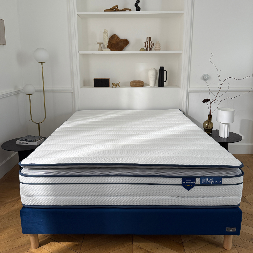 Matelas ressorts ensachés et mousse mémoire de forme HD avec surmatelas intégré - BED PLATINIUM PLUS 30 cm