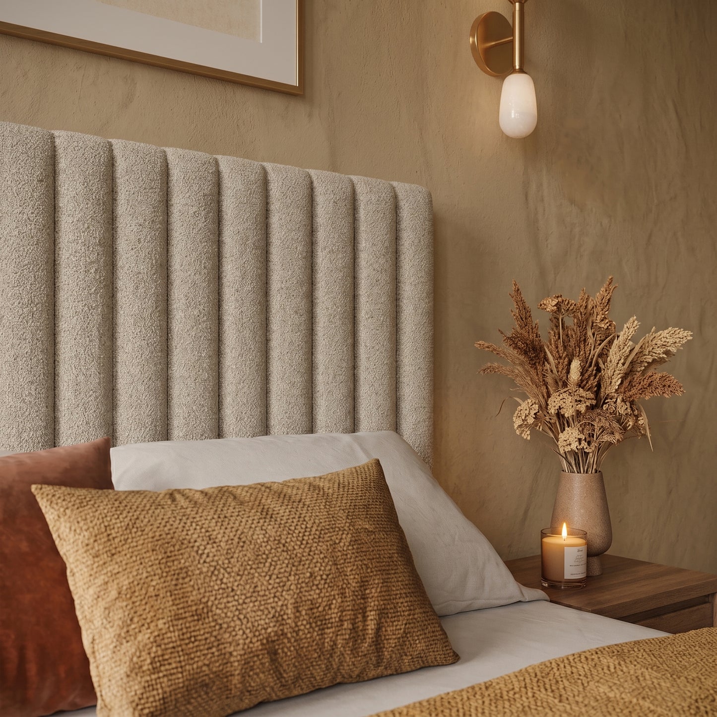 Lit BOXSPRING ROCHELLE - Avec tête de lit, coffre intégré, matelas ressorts ensachés inclus