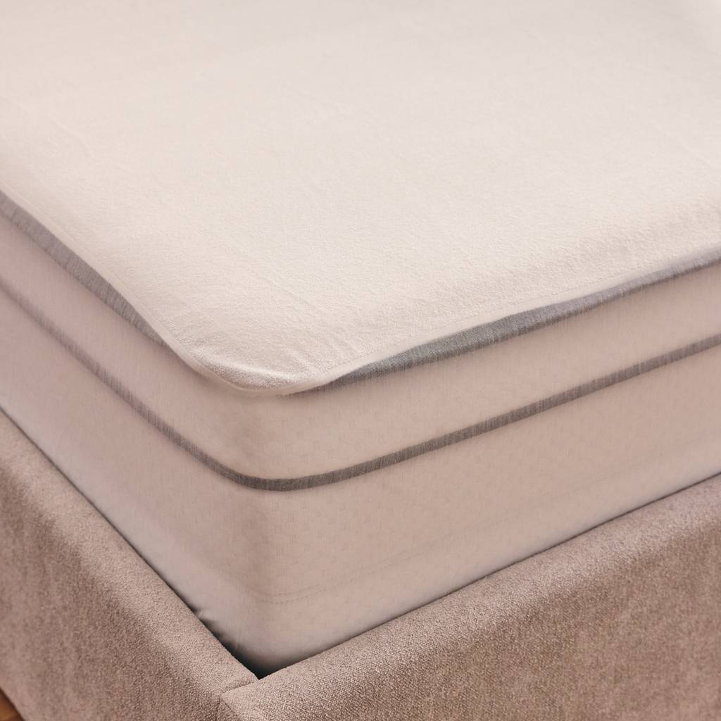 Protège matelas imperméable et respirant en tissu bouclette éponge 100% coton - blanc - BASIQUE