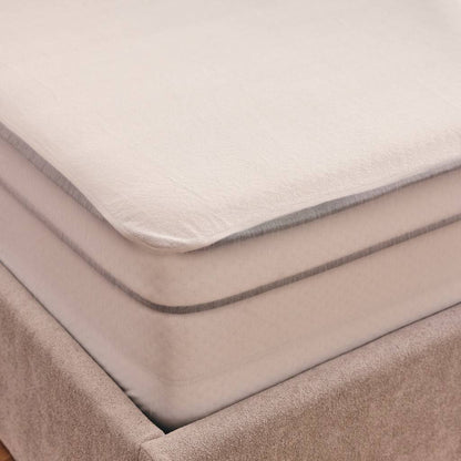 Protège matelas imperméable et respirant en tissu bouclette éponge 100% coton - blanc - BASIQUE