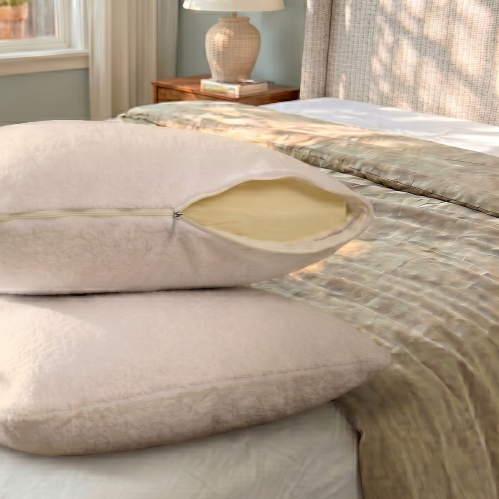 Lot de 2 oreillers 100% mémoire de forme coton bio SANITIZED par BED REPUBLIC - Confort équilibré ou ferme