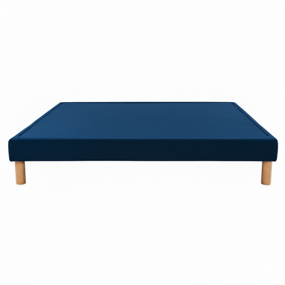 Sommier tapissier - 20 cm d'épaisseur - H 35 cm - Tissu velours bleu marine - REVERIES