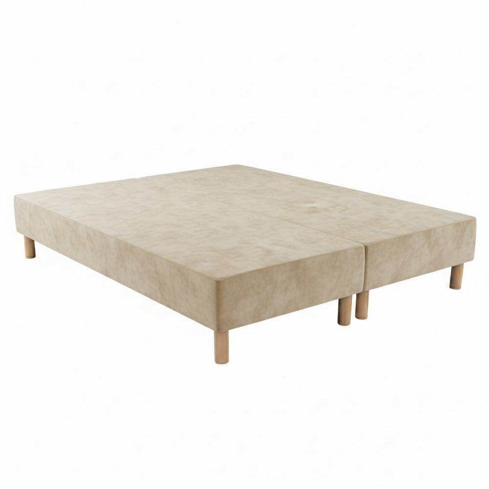 Sommier tapissier - 20 cm d'épaisseur - H 35 cm - Tissu velours - REVERIES