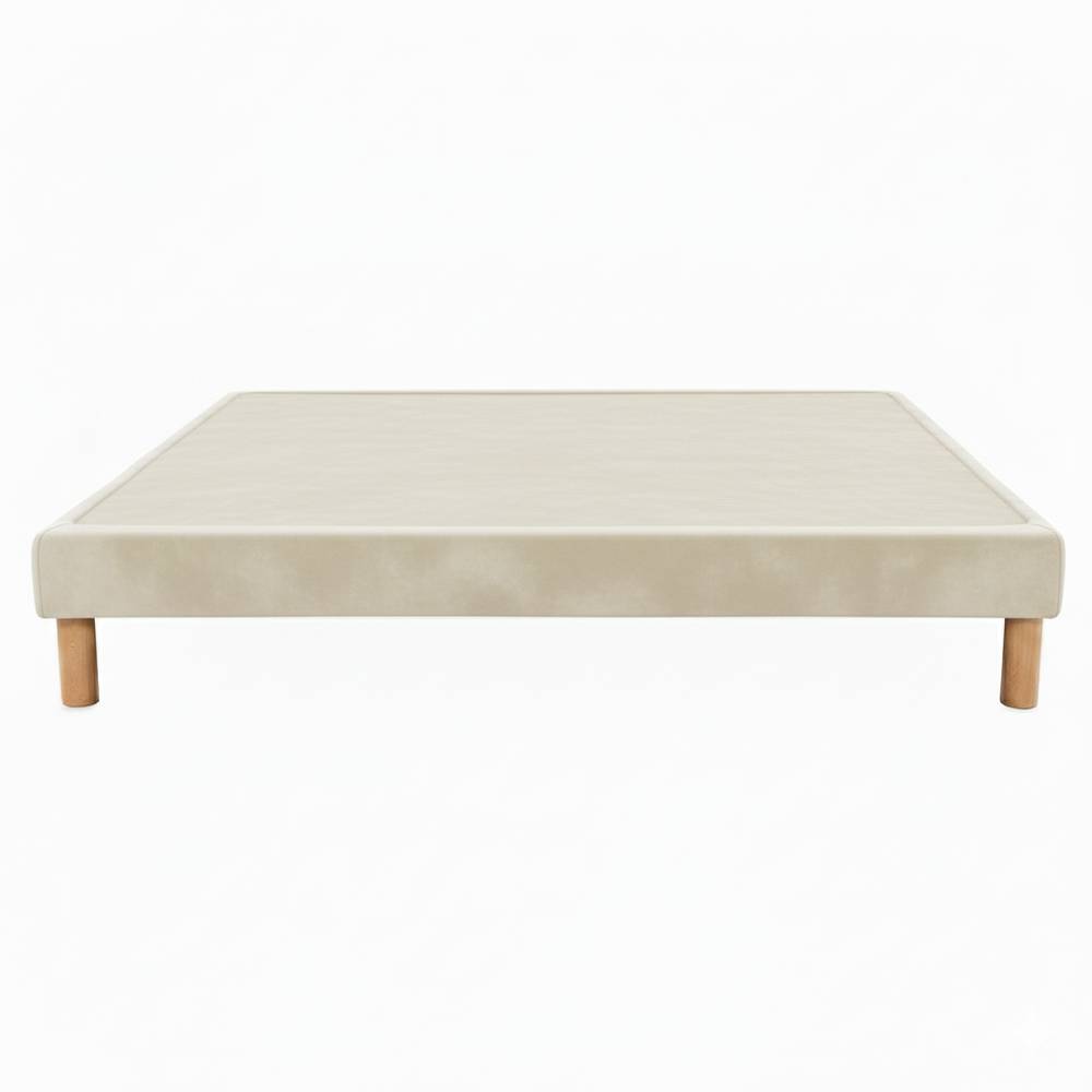 Sommier tapissier - 20 cm d'épaisseur - H 35 cm - Tissu velours - REVERIES