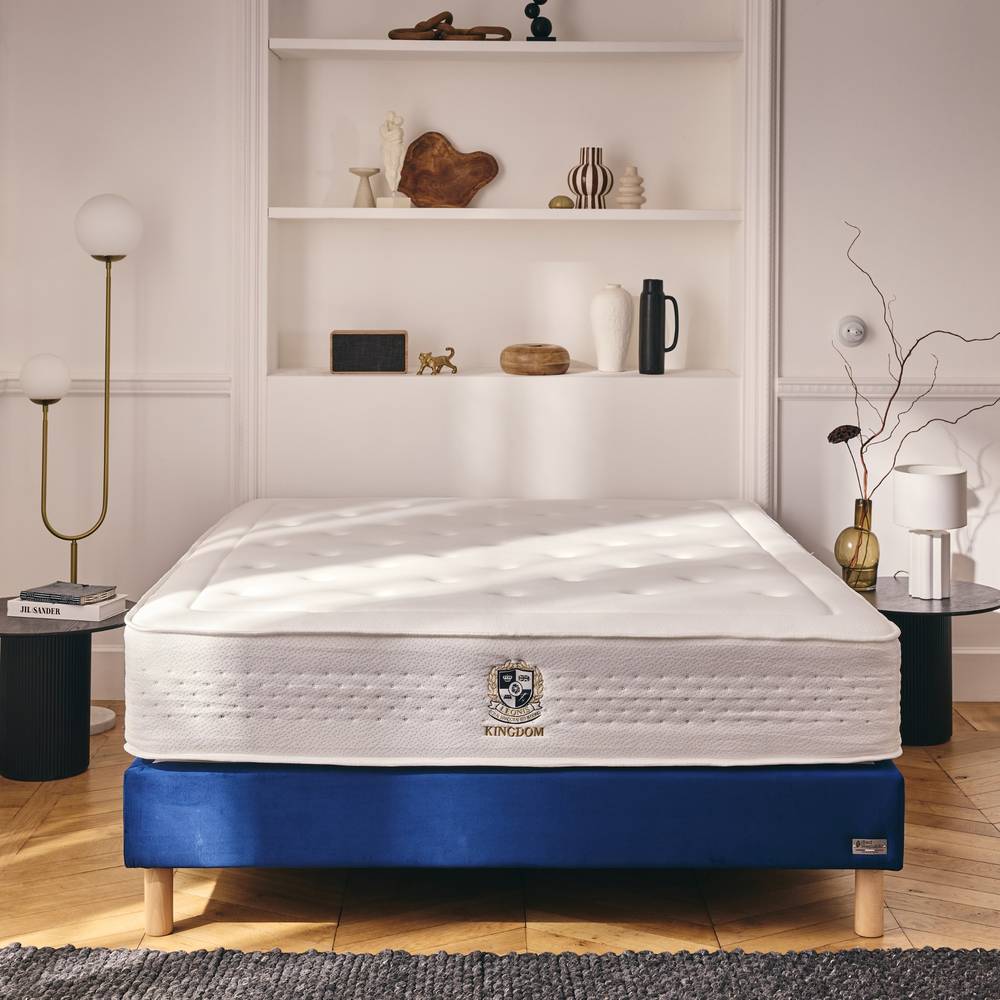 Sommier tapissier - 20 cm d'épaisseur - H 35 cm - Tissu velours - REVERIES