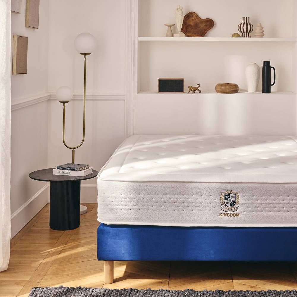 Sommier tapissier - 20 cm d'épaisseur - H 35 cm - Tissu velours - REVERIES