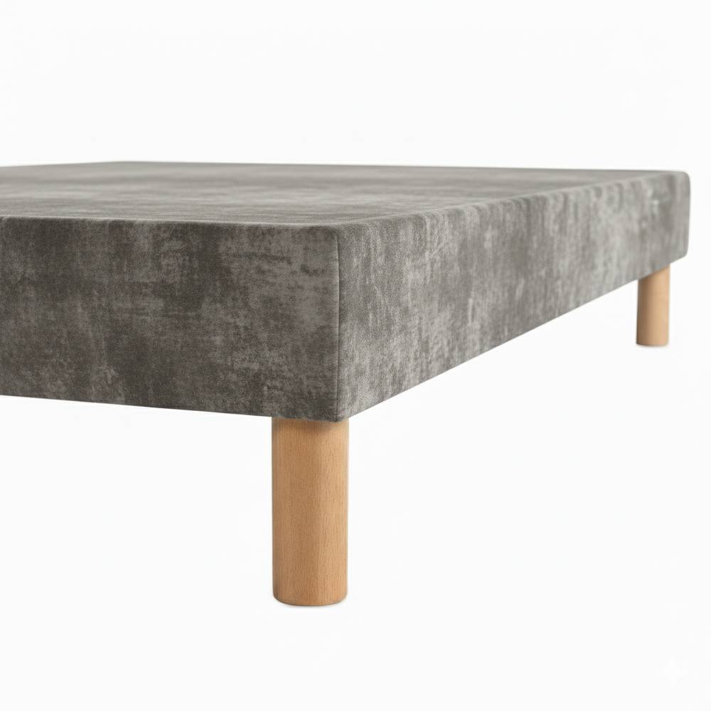 Sommier tapissier - 20 cm d'épaisseur - H 35 cm - Tissu velours - REVERIES