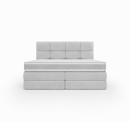 Lit BOXSPRING SIENA - Avec tête de lit, coffre intégré, matelas ressorts ensachés inclus