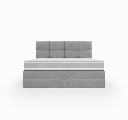 Lit BOXSPRING SIENA - Avec tête de lit, coffre intégré, matelas ressorts ensachés inclus