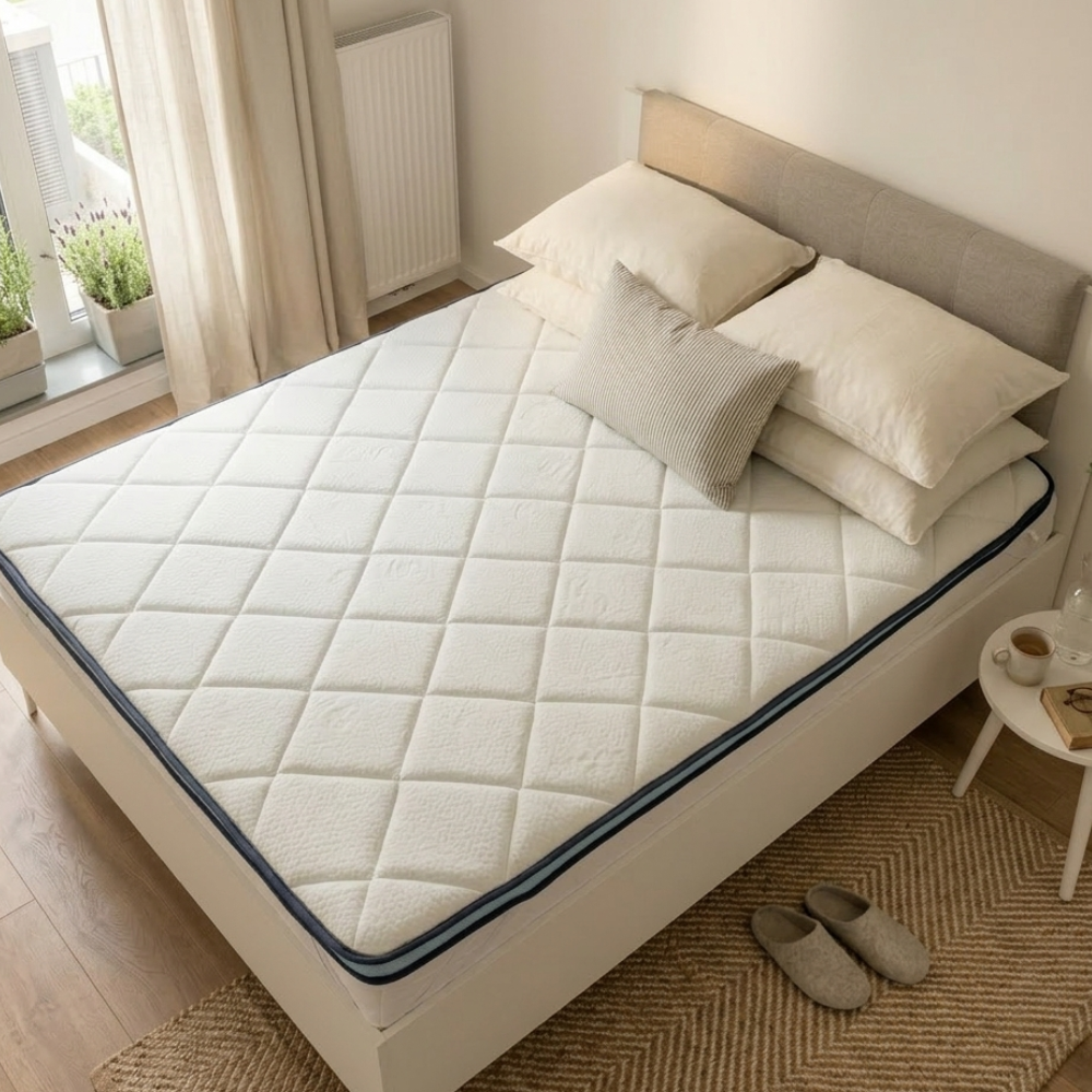Surmatelas 2 en 1 côté FRESH été + côté mousse mémoire de forme - THERMO FRESH BLEU - TOPPER 5 cm