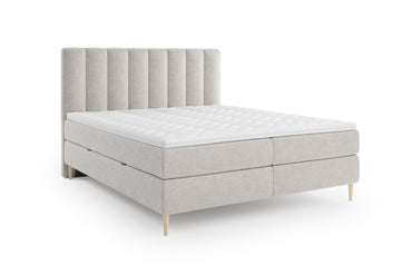 Lit BOXSPRING type BOXBED SOMMEIL - Avec tête de lit, coffre intégré, matelas ressorts ensachés et surmatelas inclus