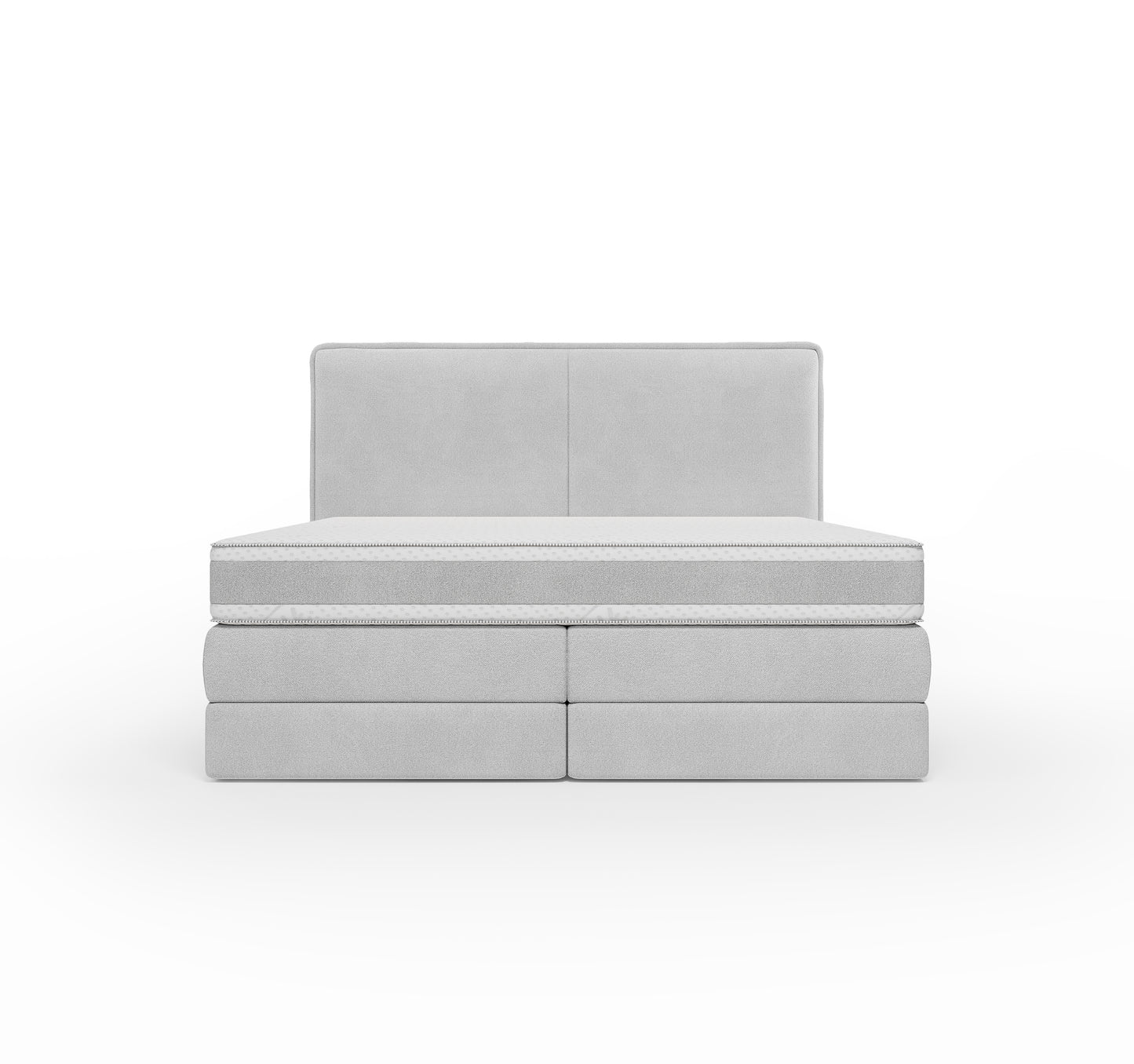 Lit BOXSPRING LUCA - Avec tête de lit, coffre intégré, matelas ressorts ensachés inclus