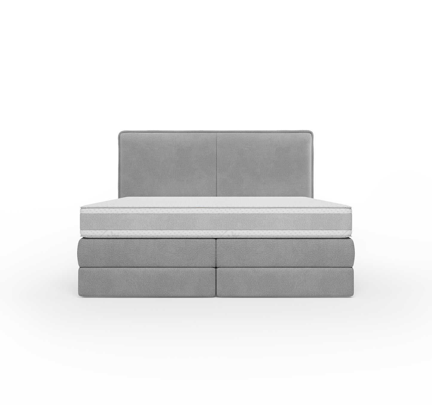 Lit BOXSPRING LUCA - Avec tête de lit, coffre intégré, matelas ressorts ensachés inclus
