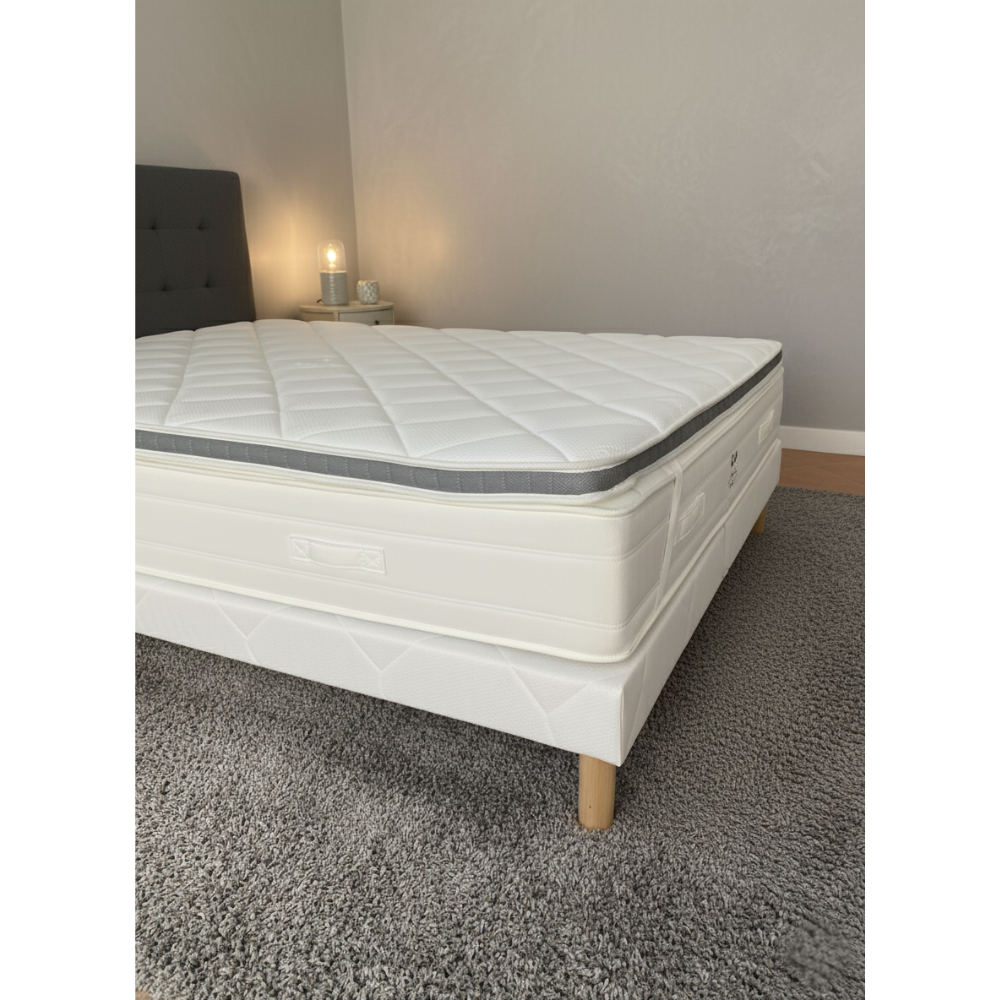 Surmatelas mousse mémoire de forme haute densité - VITA TOP GRIS FONCÉ- Topper 5 cm
