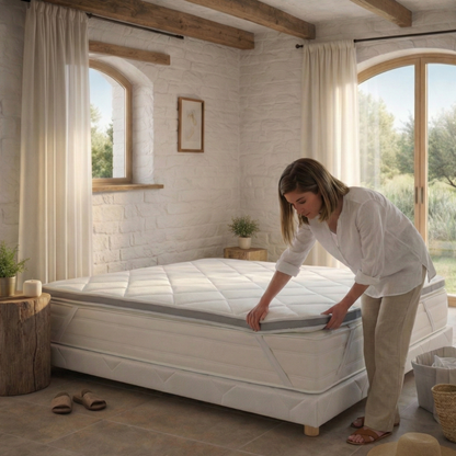 Surmatelas mousse mémoire de forme haute densité - VITA TOP GRIS FONCÉ- Topper 5 cm