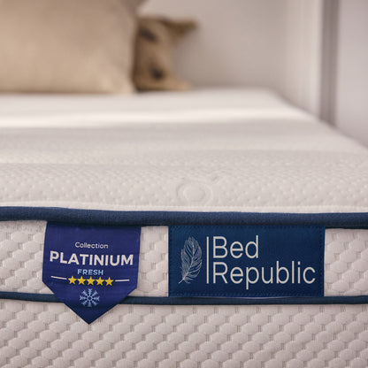 Matelas ressorts ensachés et deux faces : mousse mémoire de forme + Face été Mousse FRESH - BED PLATINIUM FRESH 29 cm