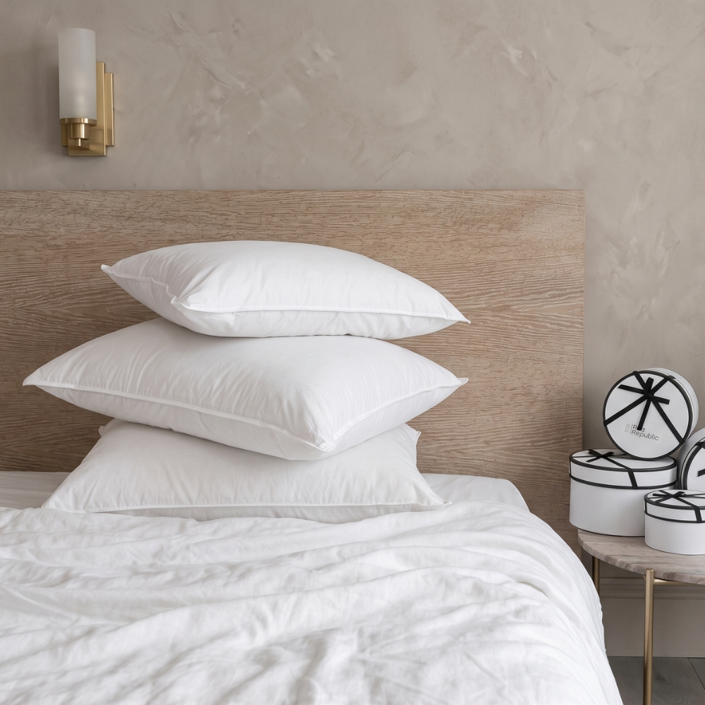 Oreiller hybride premium duvet naturel et nanofibres - Enveloppe 100% coton percale